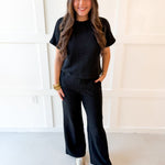 Jacquard Top & Pants Set - Black