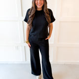 Jacquard Top & Pants Set - Black