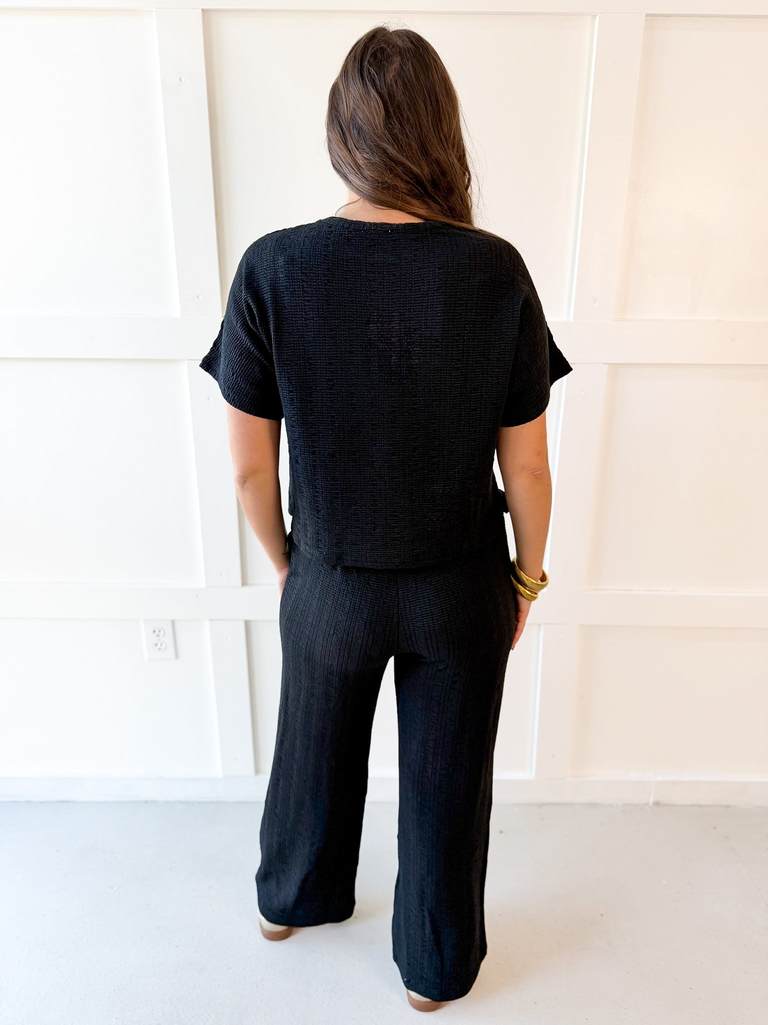 Jacquard Top & Pants Set - Black