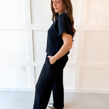 Jacquard Top & Pants Set - Black