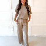 Jacquard Top & Pants Set - Oat