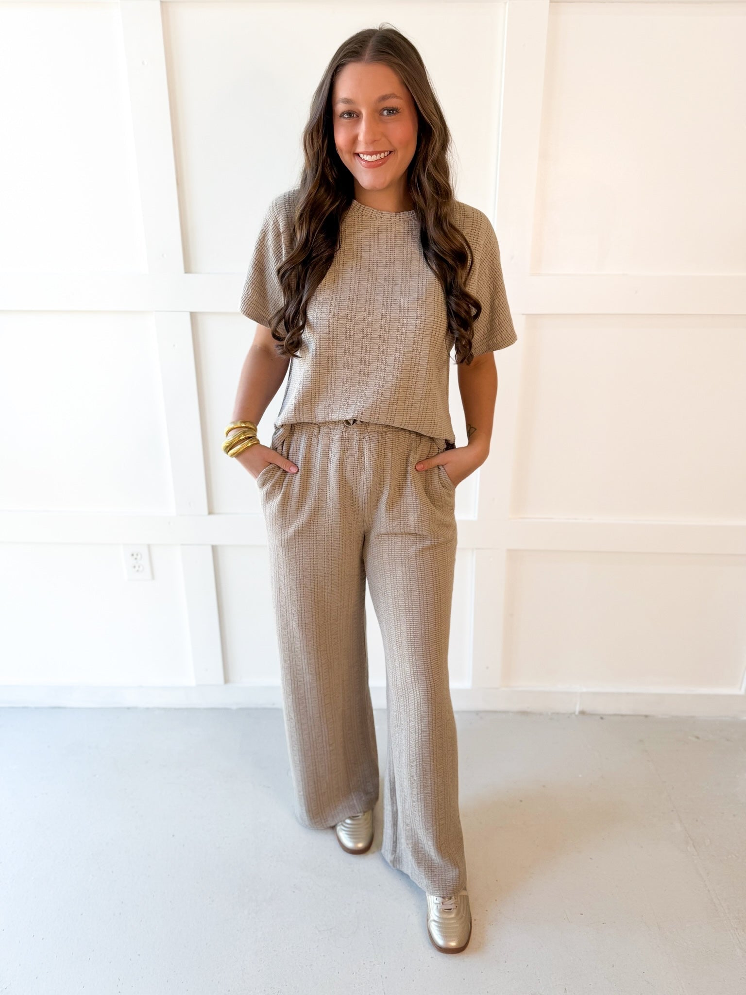 Jacquard Top & Pants Set - Oat