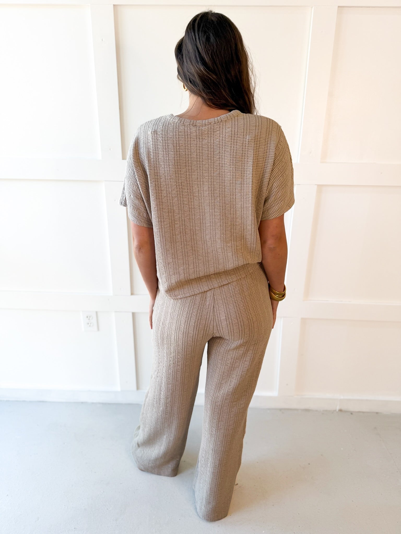 Jacquard Top & Pants Set - Oat