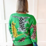 Jungle Feline Knit Sweater - Green