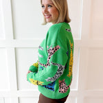Jungle Feline Knit Sweater - Green