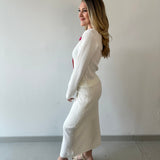 Knit Cardigan & Skirt Set - Off White