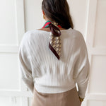 Knit Dolman Fanned Sweater- White