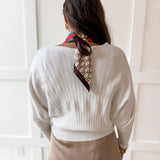 Knit Dolman Fanned Sweater- White