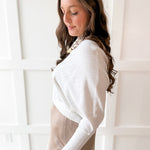 Knit Dolman Fanned Sweater- White