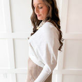 Knit Dolman Fanned Sweater- White