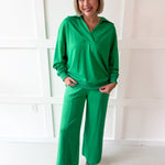 Knit Polo Top & Pant Set - Green