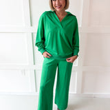 Knit Polo Top & Pant Set - Green