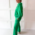 Knit Polo Top & Pant Set - Green
