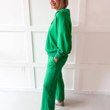 Knit Polo Top & Pant Set - Green
