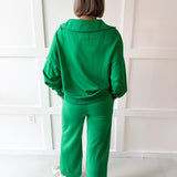 Knit Polo Top & Pant Set - Green
