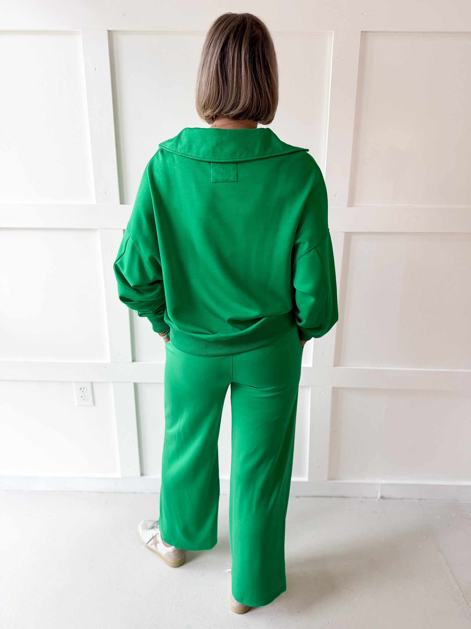 Knit Polo Top & Pant Set - Green