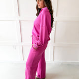 Knit Polo Top & Pant Set - Peony