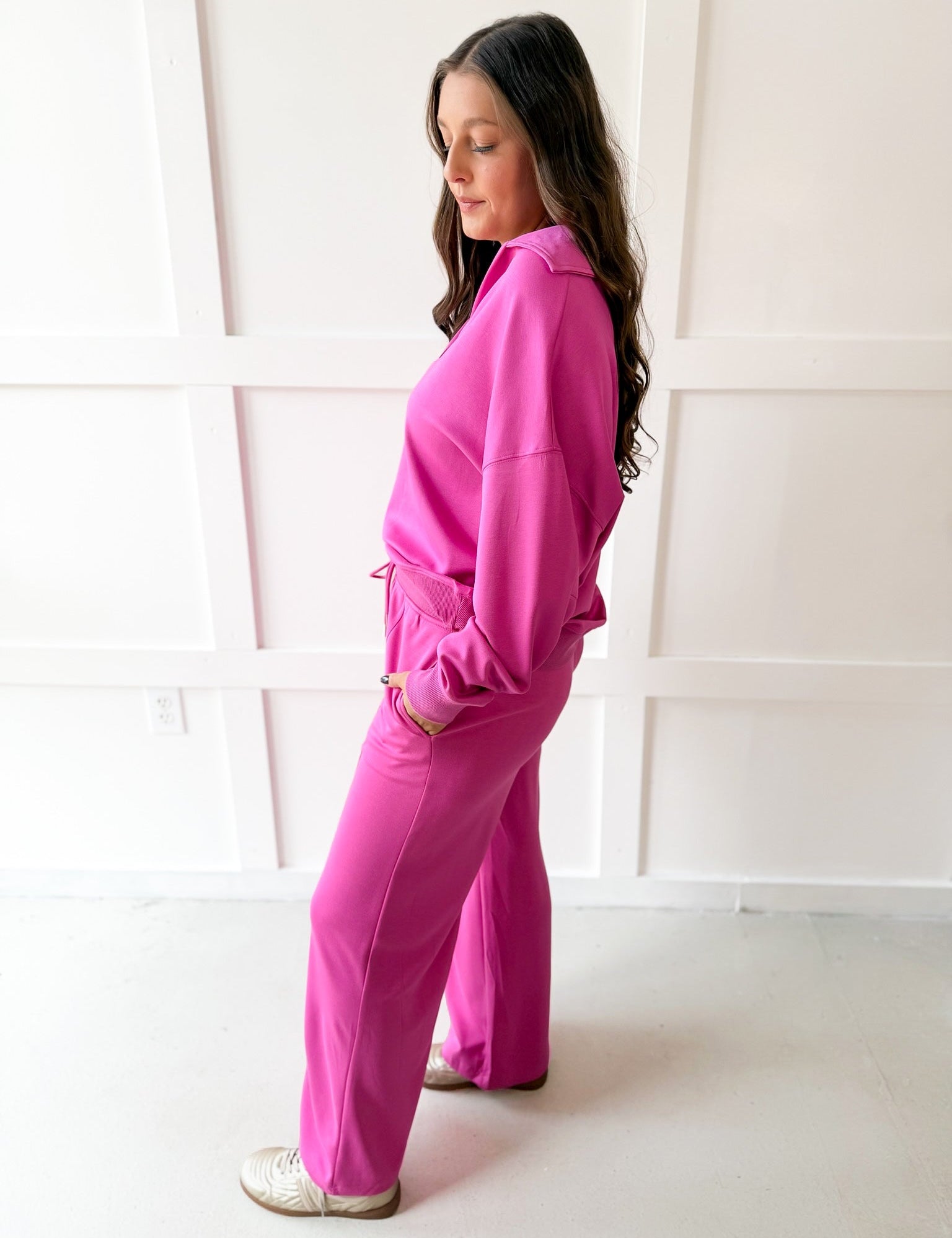 Knit Polo Top & Pant Set - Peony