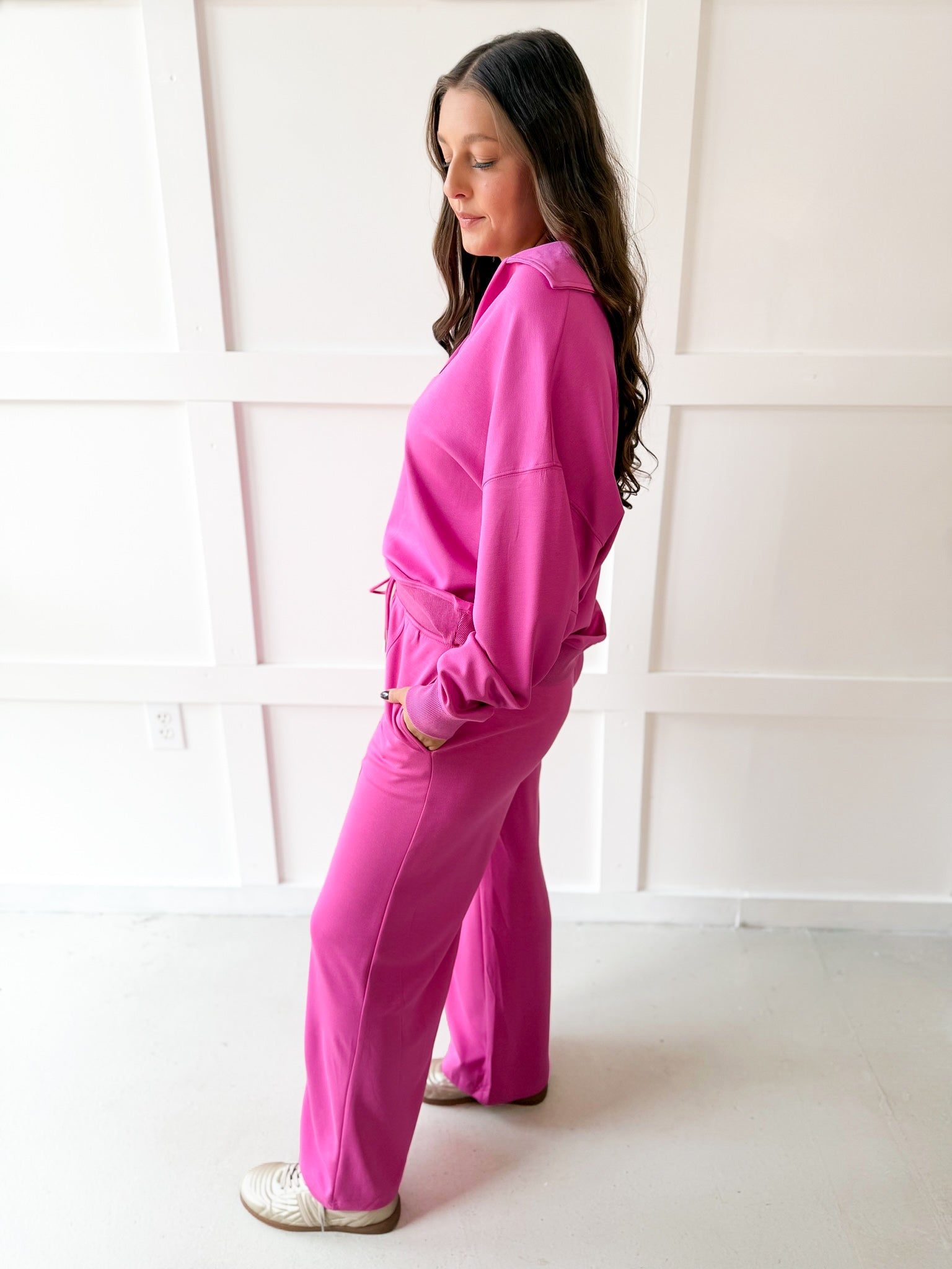Knit Polo Top & Pant Set - Peony