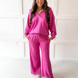 Knit Polo Top & Pant Set - Peony