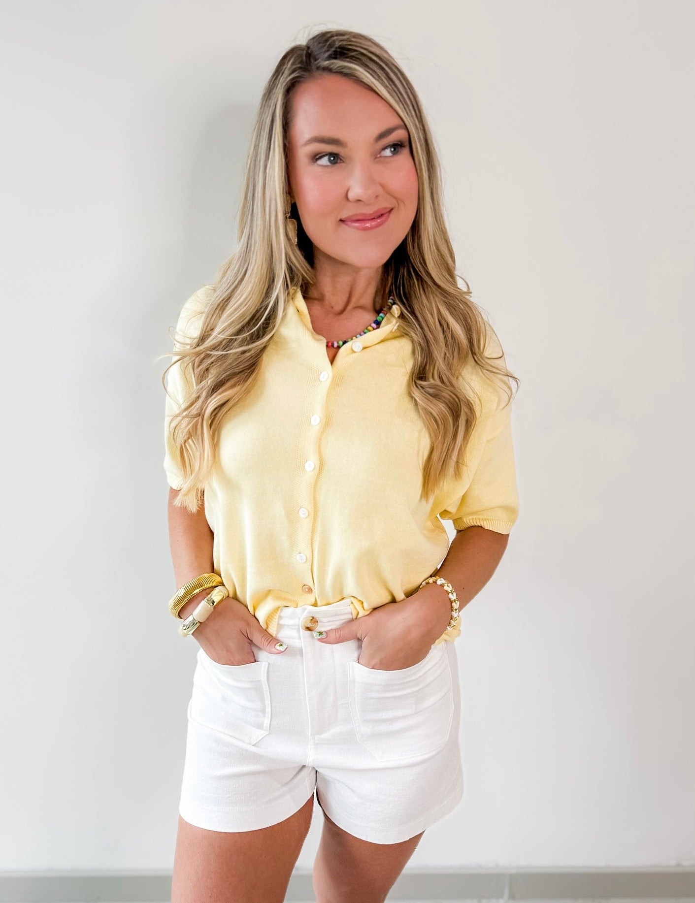 Knit Short Sleeve Cardigan