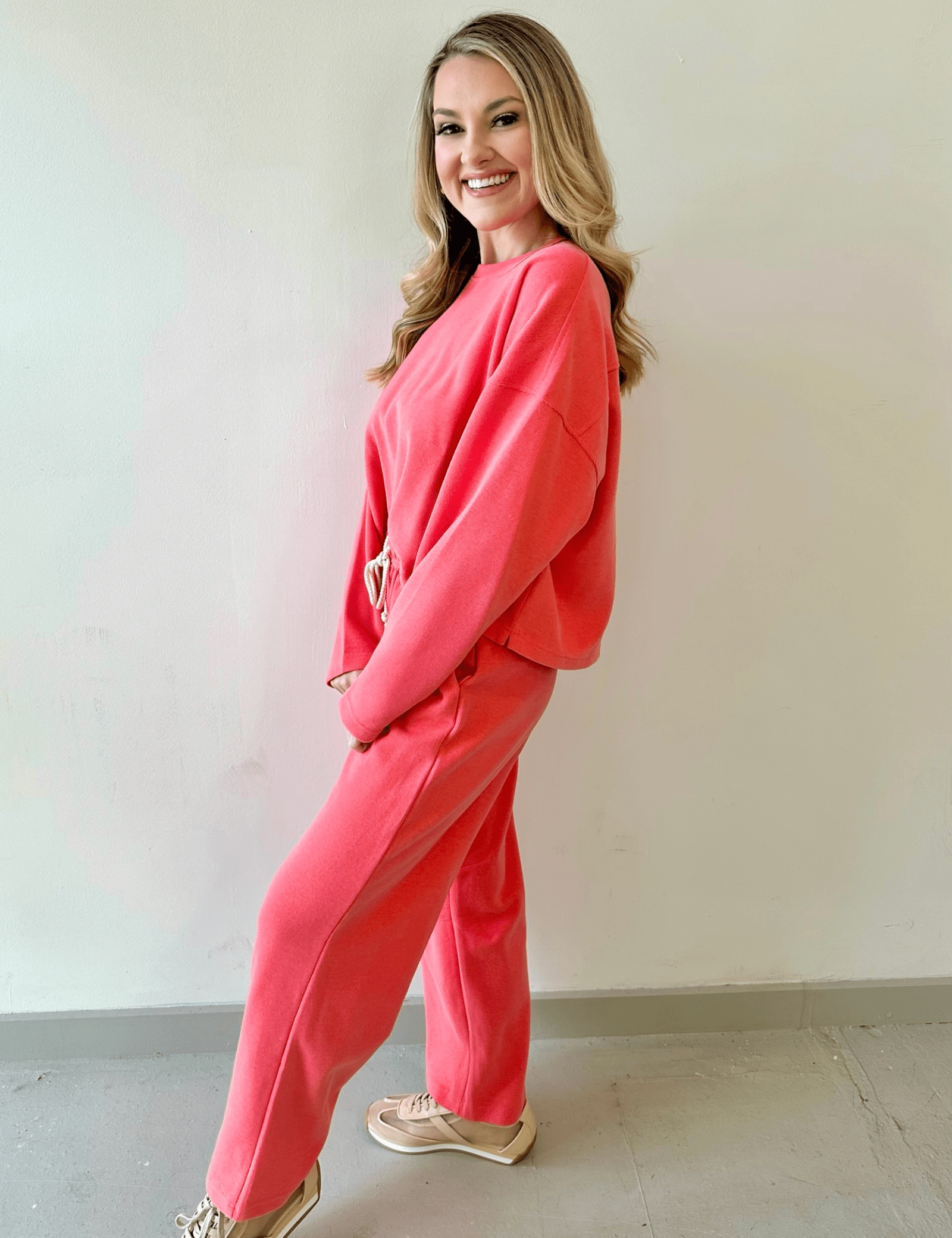 Knit Top & Drawstring Pants Set