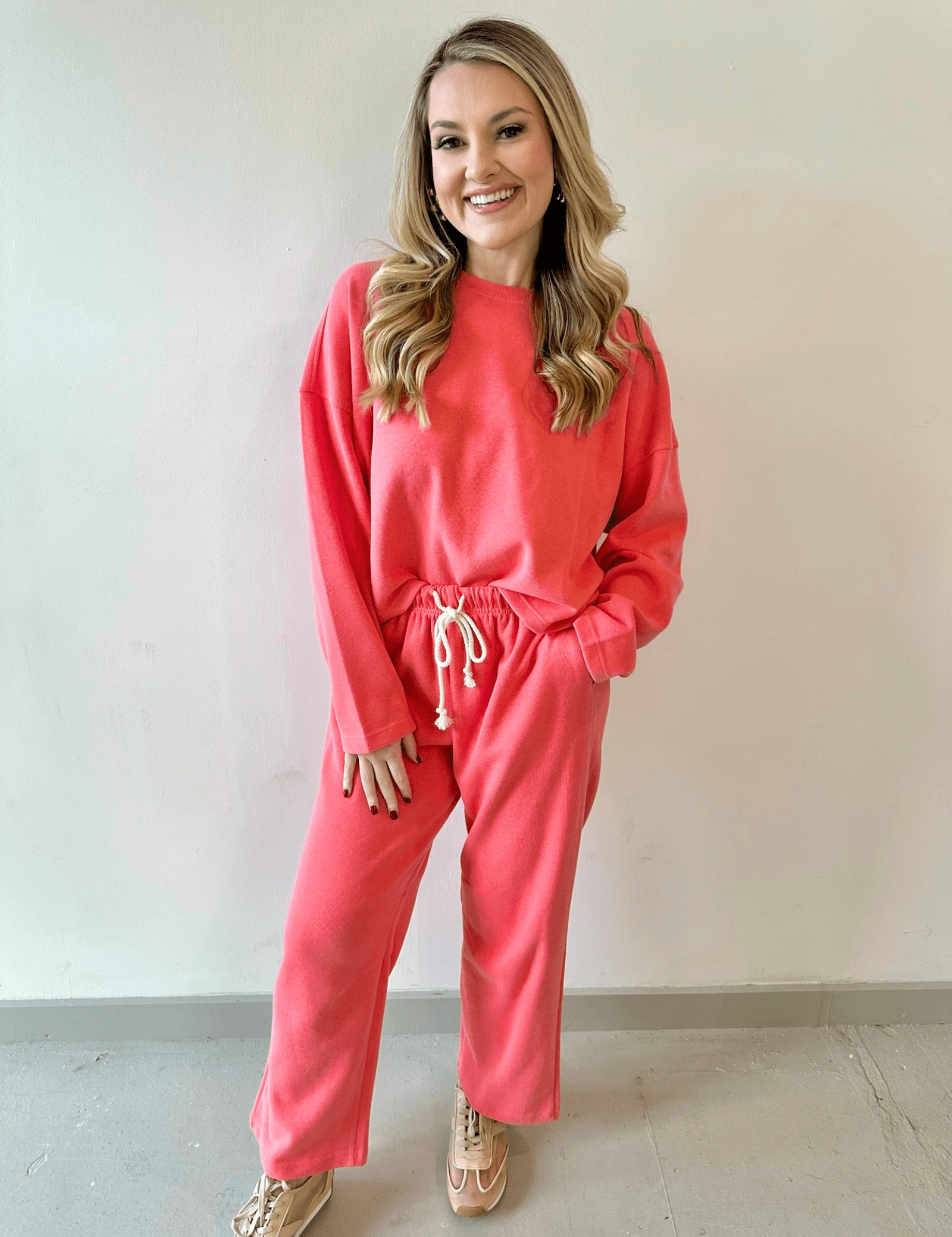 Knit Top & Drawstring Pants Set