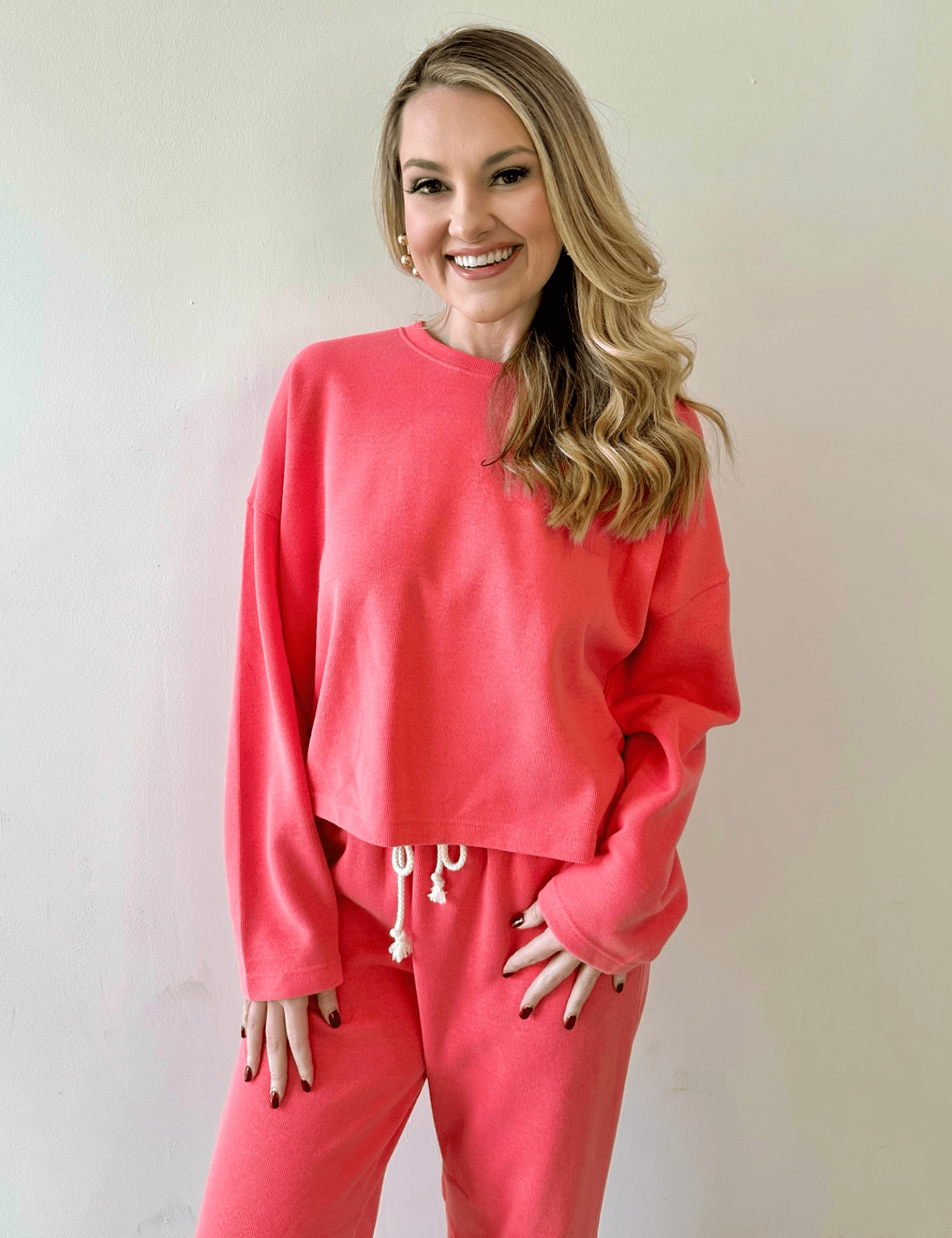 Knit Top & Drawstring Pants Set