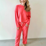 Knit Top & Drawstring Pants Set