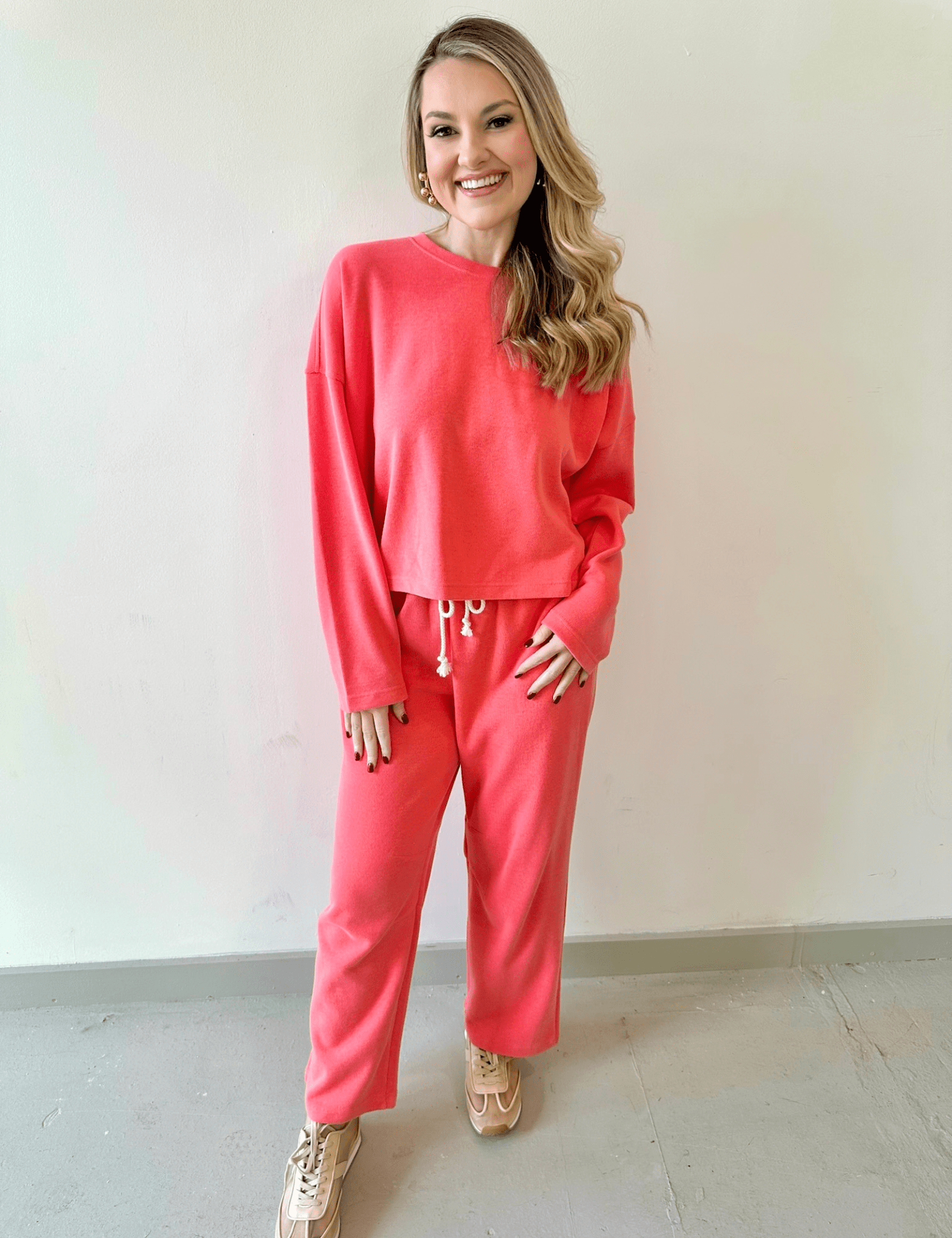 Knit Top & Drawstring Pants Set