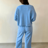 Knit Top & Drawstring Pants Set