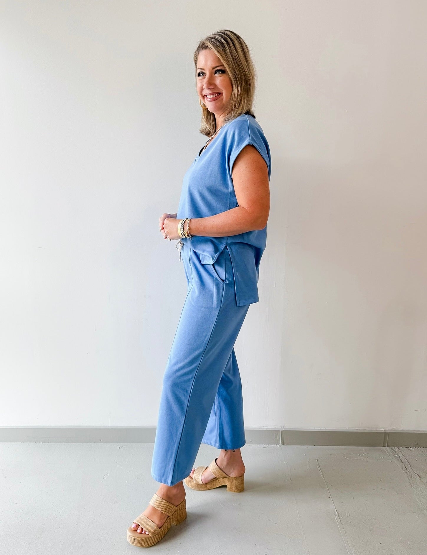 Knit Top & Pants Set - Blue