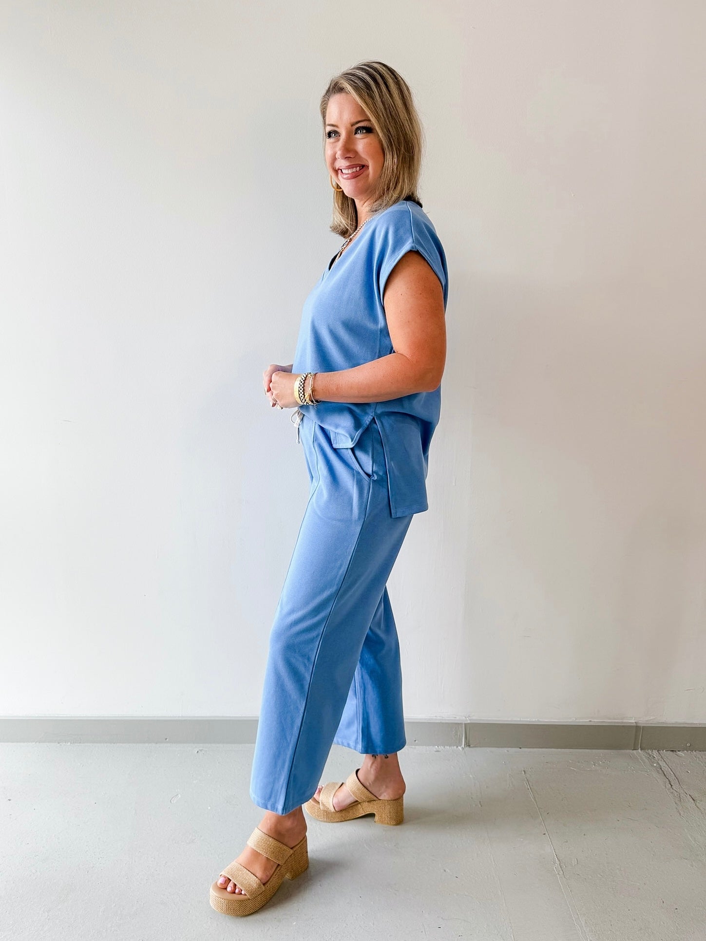 Knit Top & Pants Set - Blue