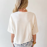Knit Top with Scallop Lace Hem- Ecru