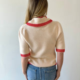 Knitted Accent Trim Top