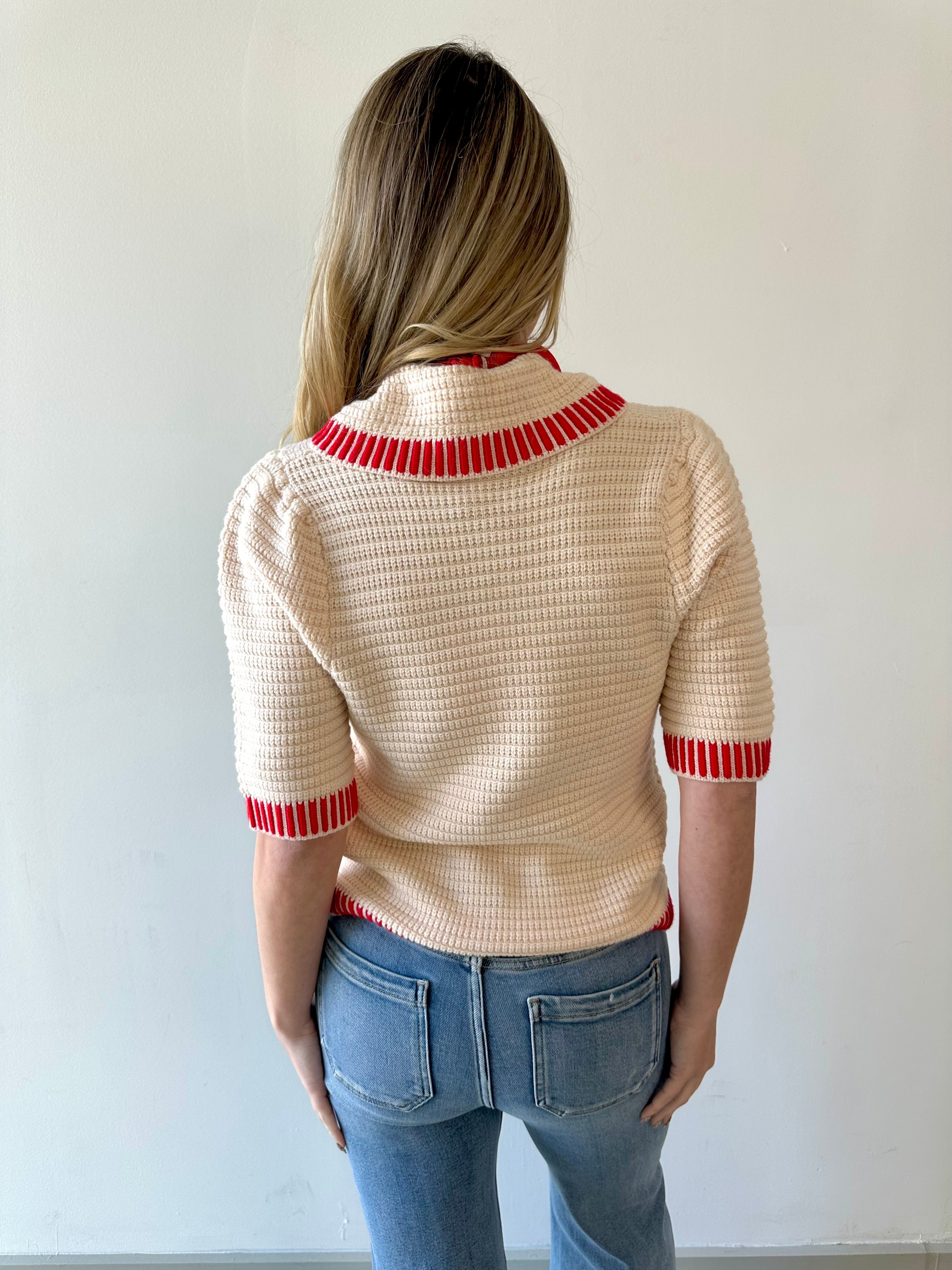 Knitted Accent Trim Top