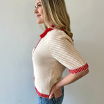 Knitted Accent Trim Top