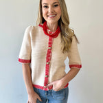 Knitted Accent Trim Top