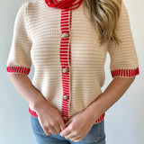 Knitted Accent Trim Top