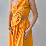 Knotted Twist Midi Dress