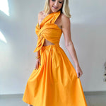 Knotted Twist Midi Dress