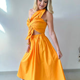 Knotted Twist Midi Dress