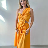 Knotted Twist Midi Dress