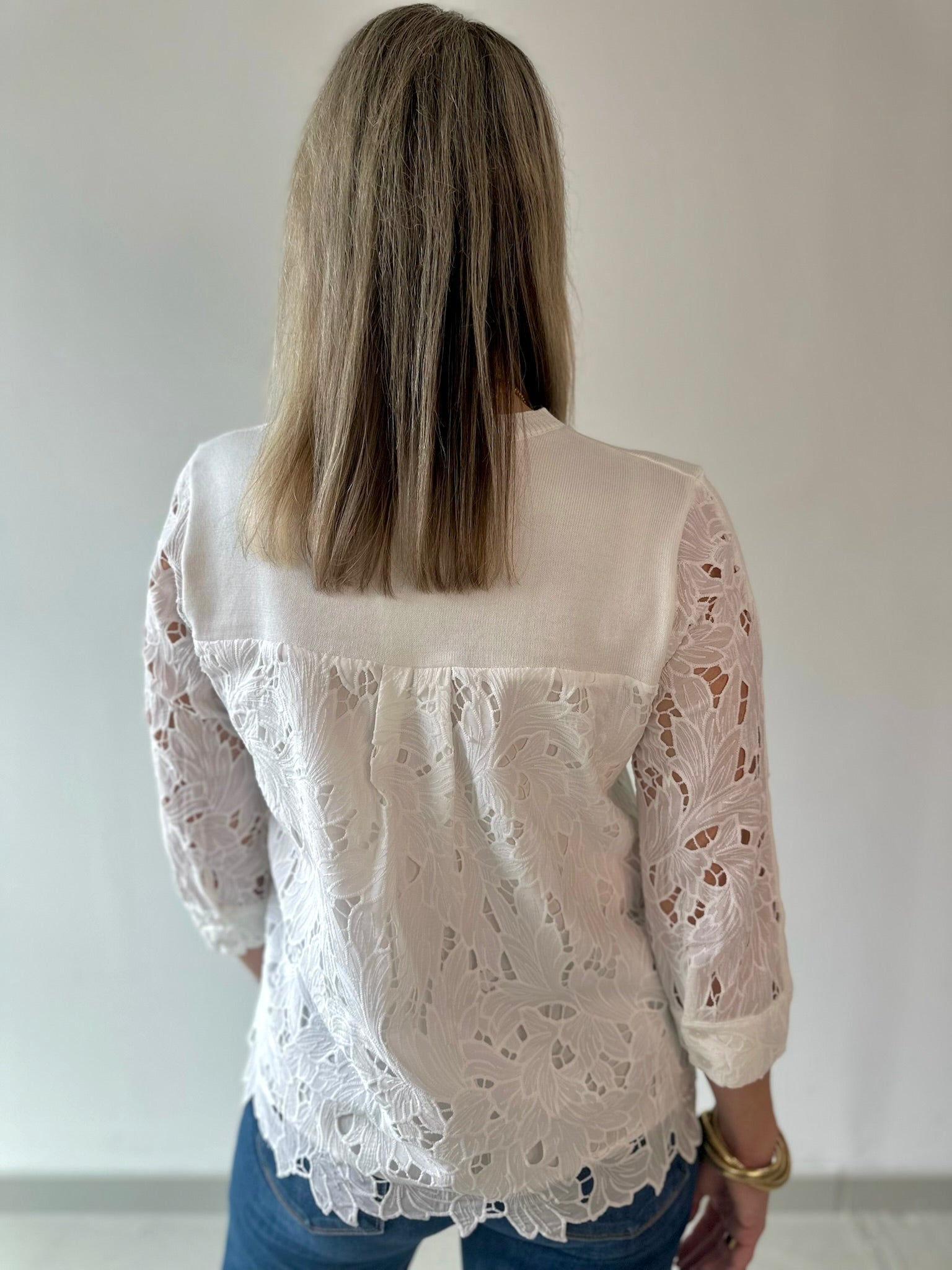 Lace Mixed Media Sweater Top
