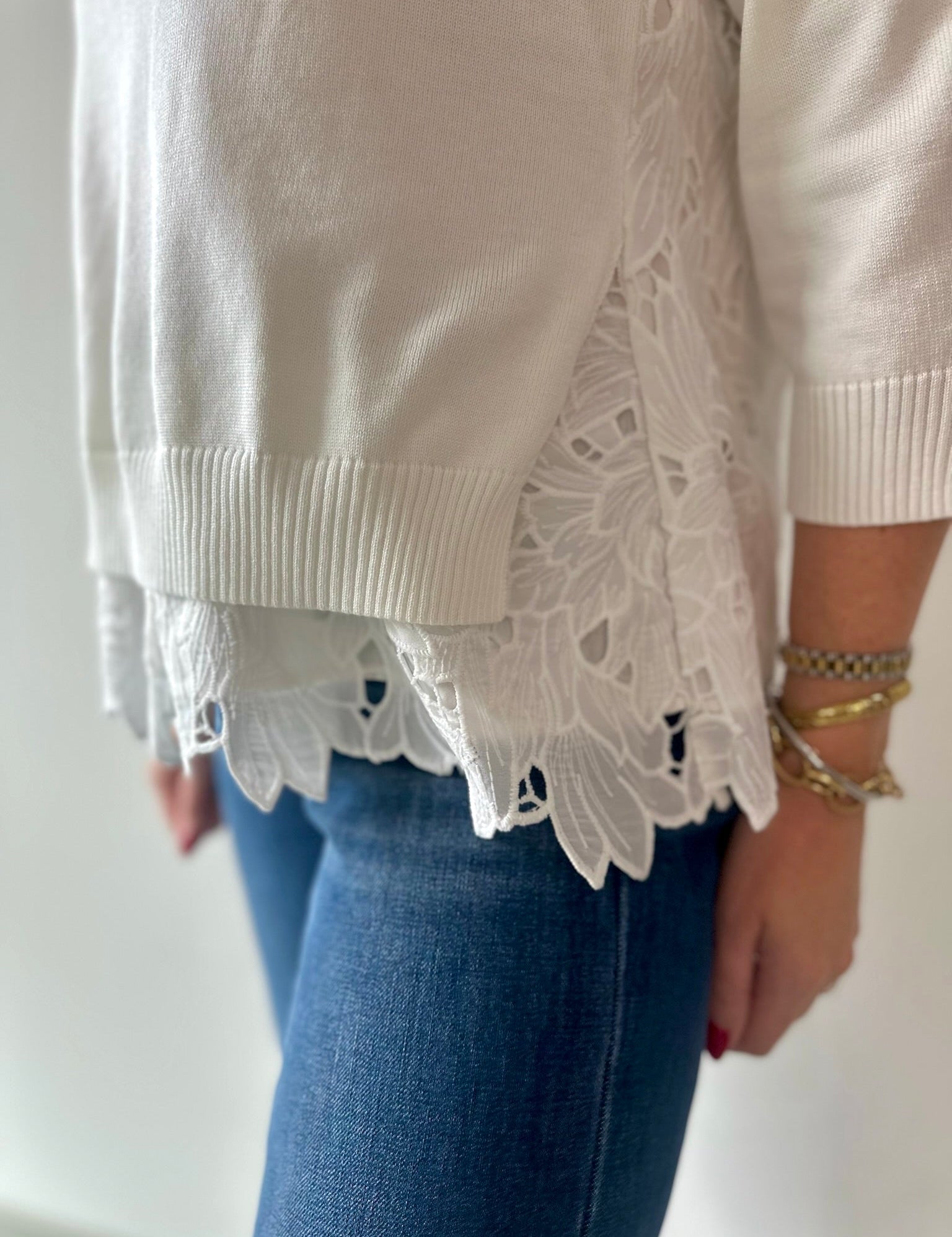 Lace Mixed Media Sweater Top