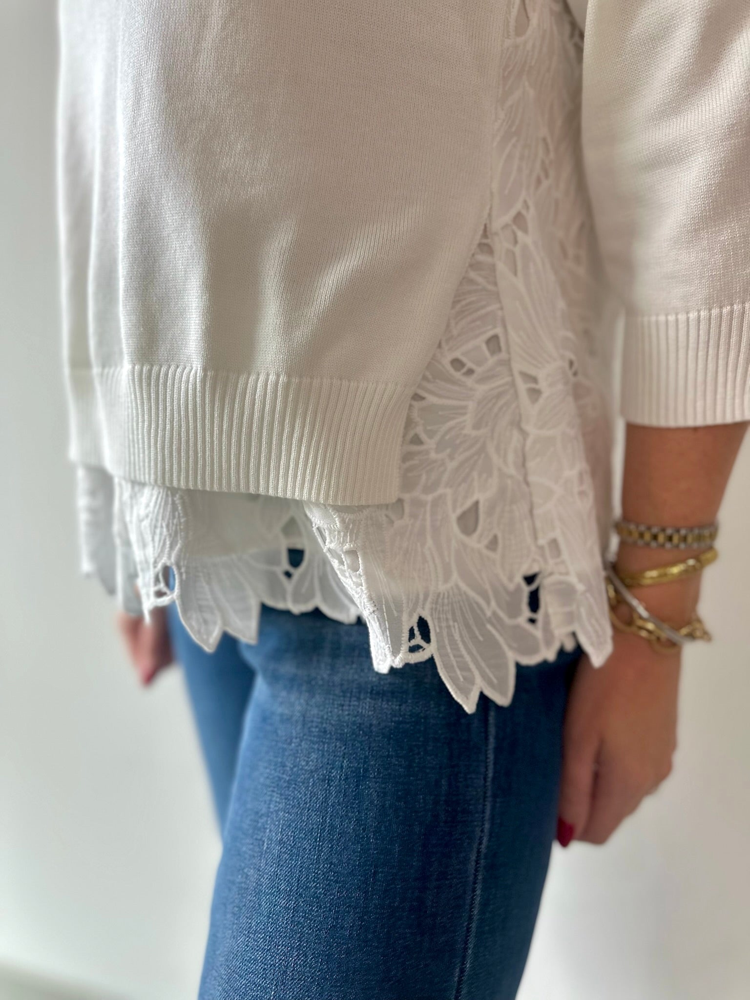 Lace Mixed Media Sweater Top