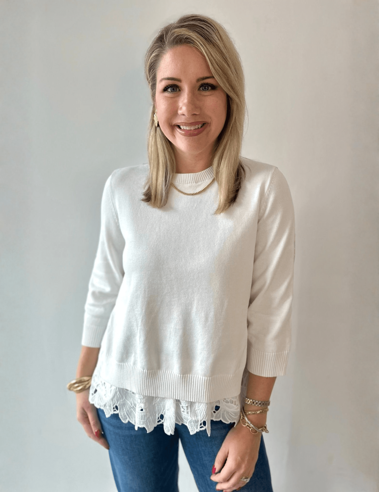 Lace Mixed Media Sweater Top