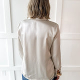 Lace Satin Effect Shirt- Ivory