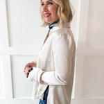 Lace Satin Effect Shirt- Ivory