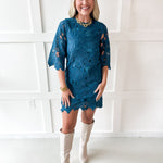Lace Short Sleeve Mini Dress